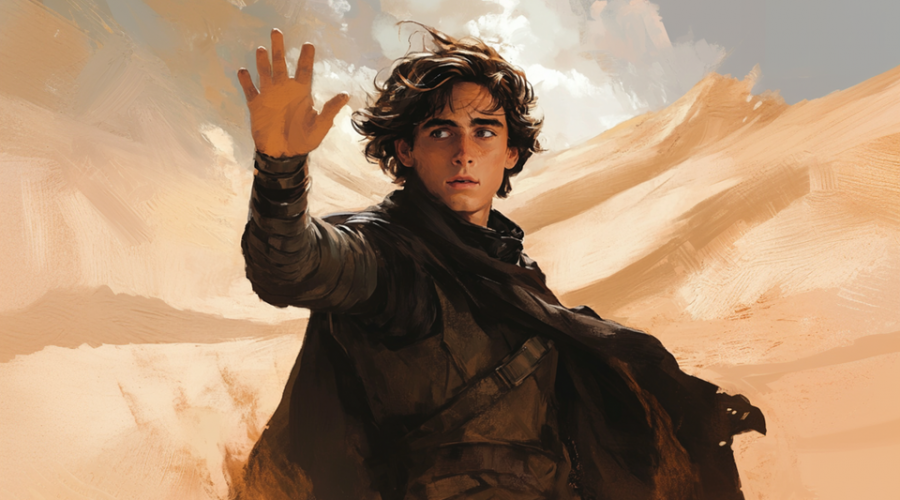 Image générée grâce à Midjourney représentant le personnage de Paul Atréides dans Dune.