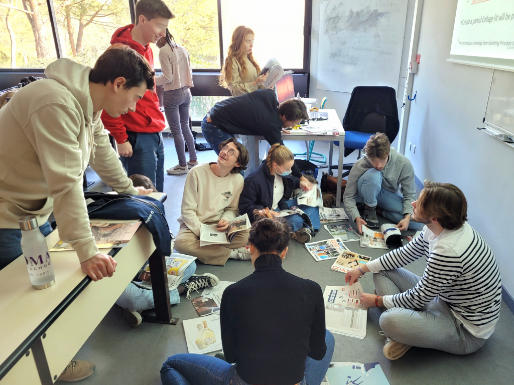 Some students trying the collage method.