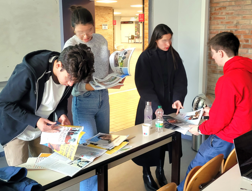 Some students trying the collage method.